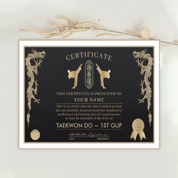 Buy Taekwon Do Black Belt Award Customized Horizontal Landscape