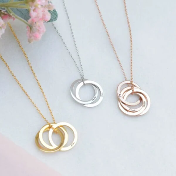 Buy Interlocking Circle with Name and Date Customized Name