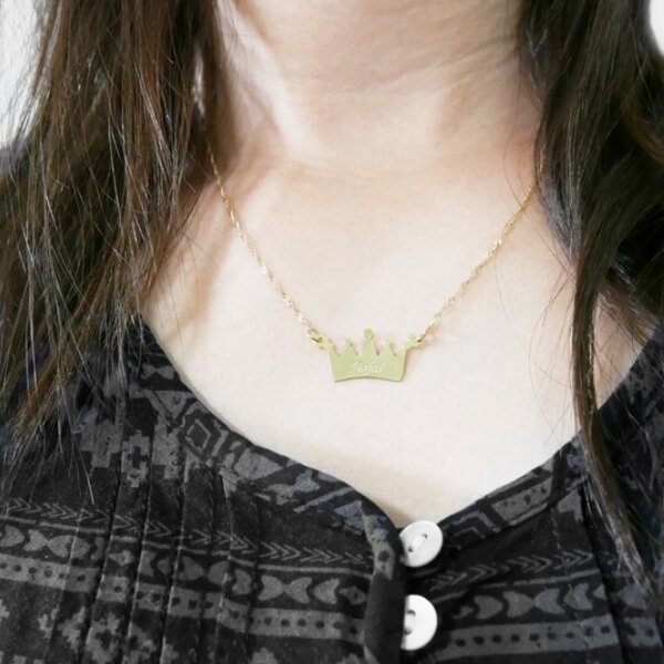 Gold Crown Name Customized Name Necklace Pendants