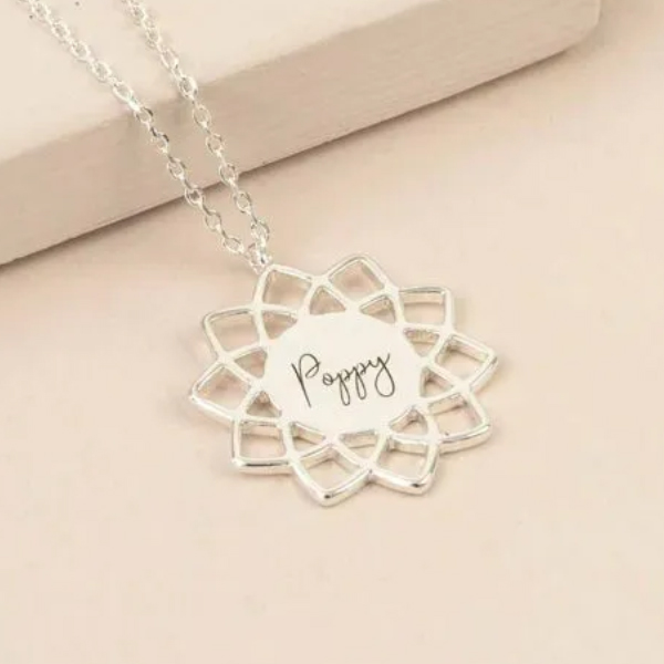 Customized Photo Name Trendy Rose Flower Shape Crystal Necklace Personalized Pendant Jewelry