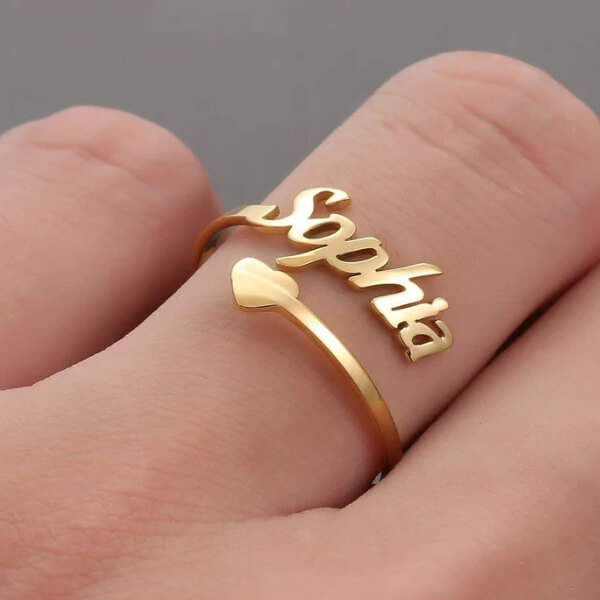 Heart Customized Unisex Name Rings