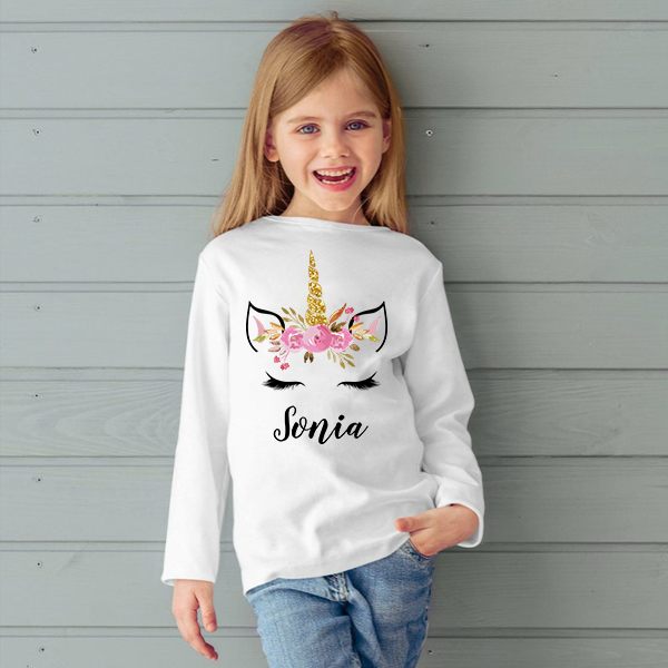 Unicorn Customized Full Sleeve Kid’s Cotton T-Shirt