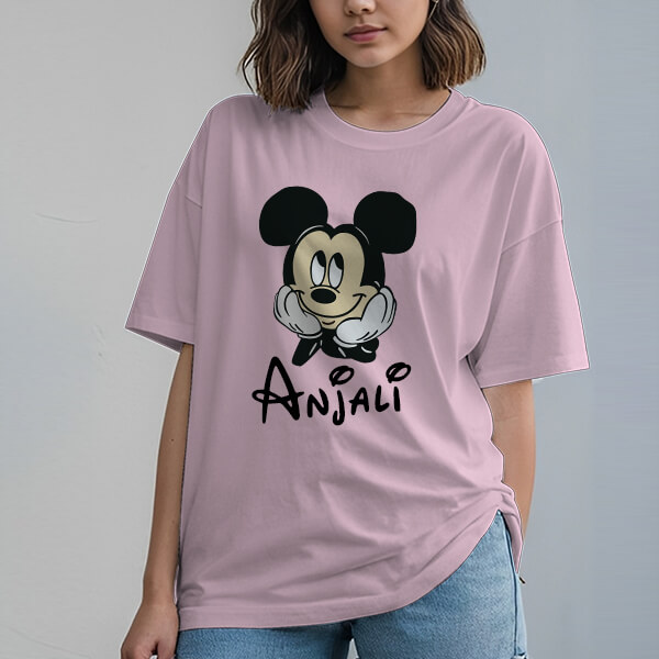 Cartoon Oversized Hip Hop Customized Printed Women's Half Sleeves Cotton  T-Shirt