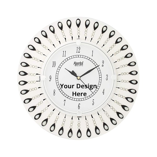 Buy White Customized Wall Clock for Home Living Room Office Wooden yourPrint