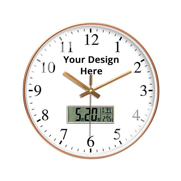 Buy White with Rose Gold Panel Customized Non Ticking Silent Quartz