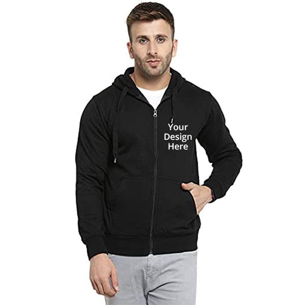 Buy Black Customized Feel Good Plain Basic Black Color Hoodie With