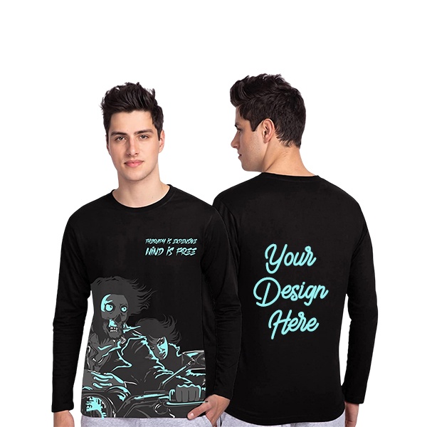 European And American Denim Killer Graphic Digital Printing Casual Round Neck T-shirt
