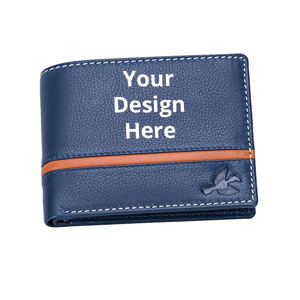 Buy Blue Customized Hornbull Leather Wallet Men with RFID Blocking Online yourPrint